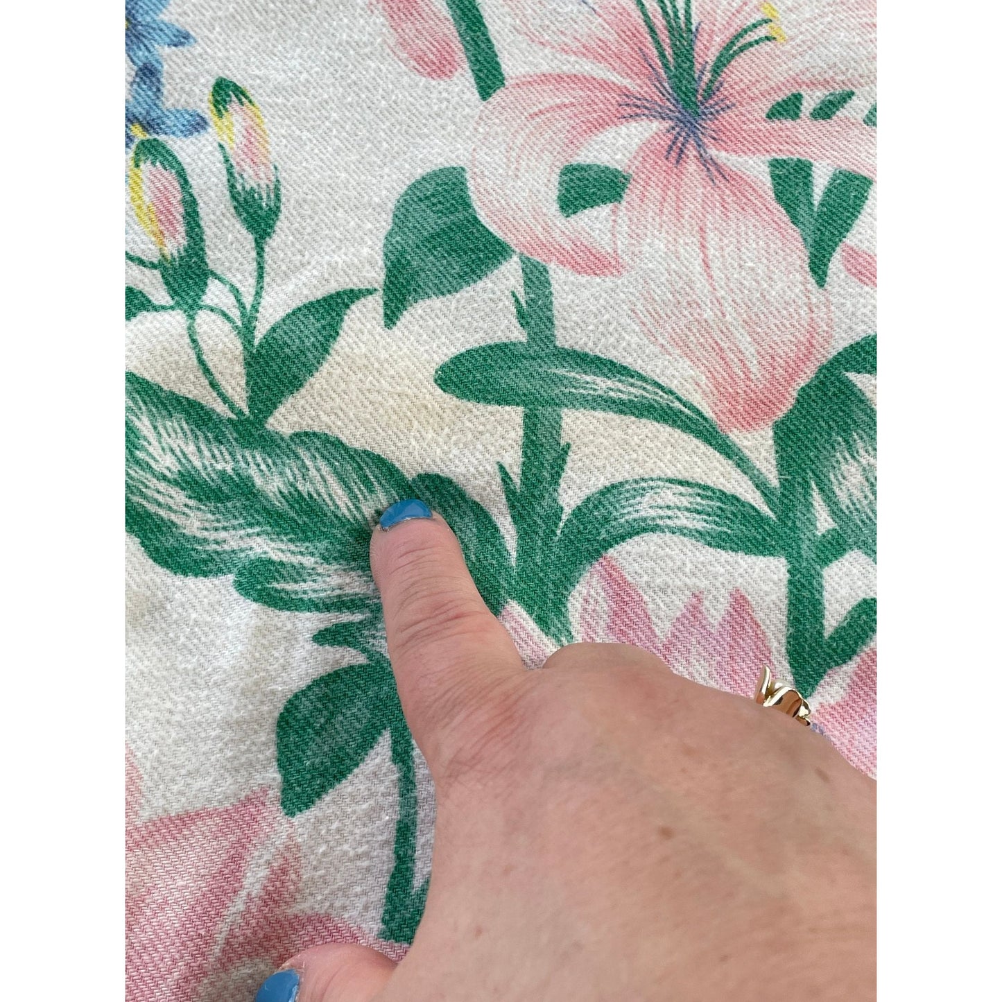 Vintage 80s flat sheet, flannel, large floral print, double/full size bed