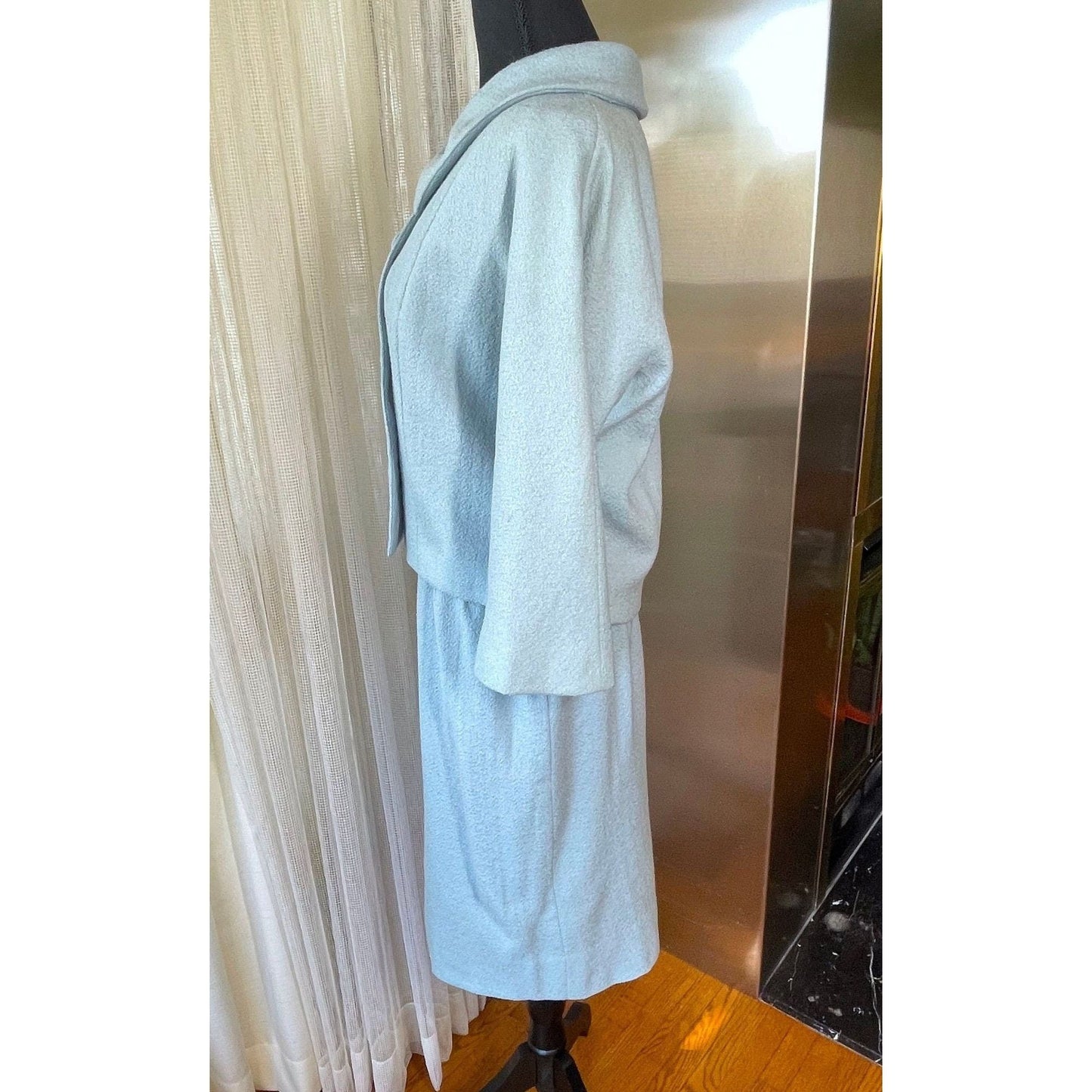 Vintage two pieces set, light blue jacket & straight skirt, AlJean