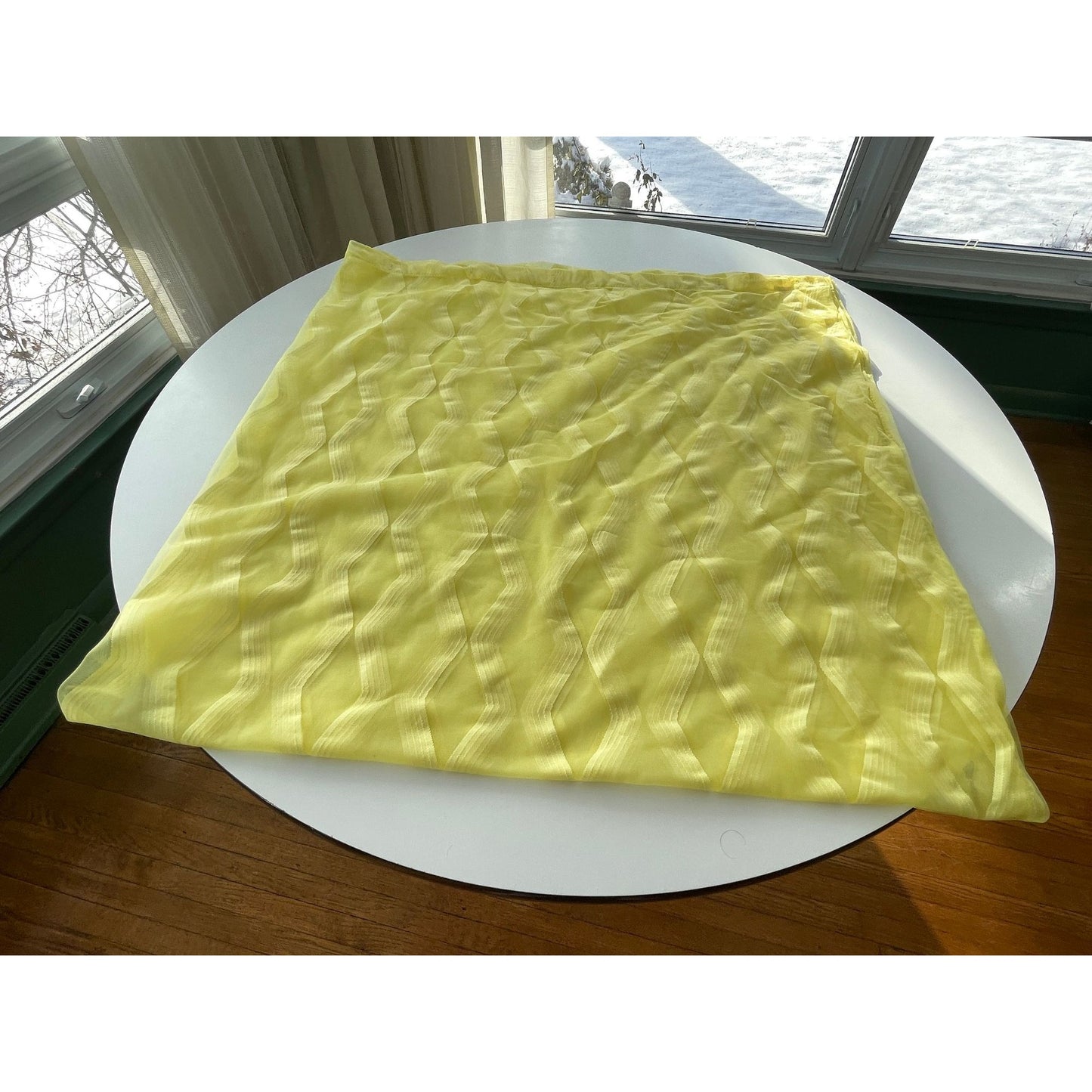 Vintage 70s yellow geometric shower curtain