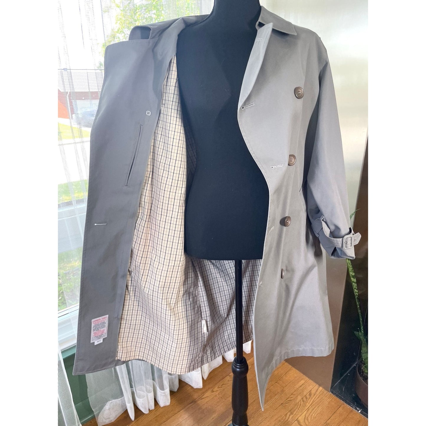 Vintage 90s wool lined trench coat, grey, London Fog
