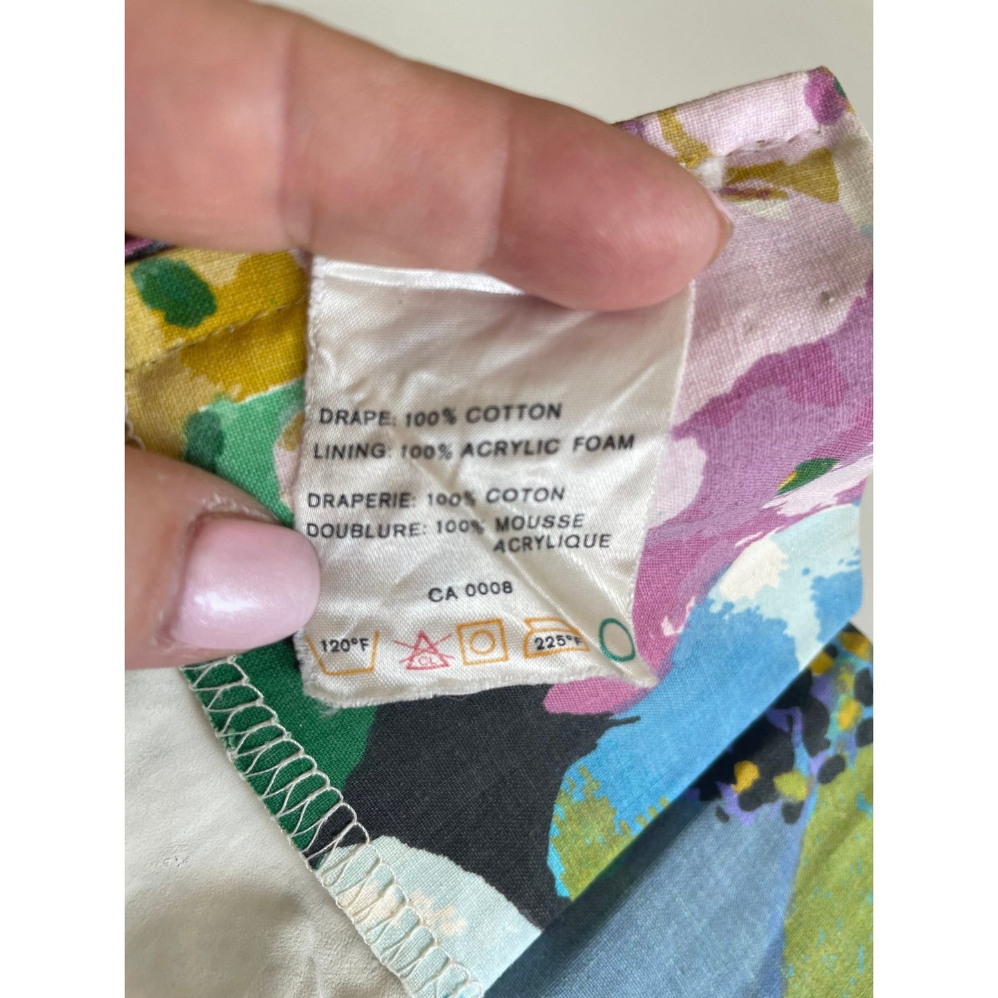 Vintage 60s pleated curtain, hydrangea large floral