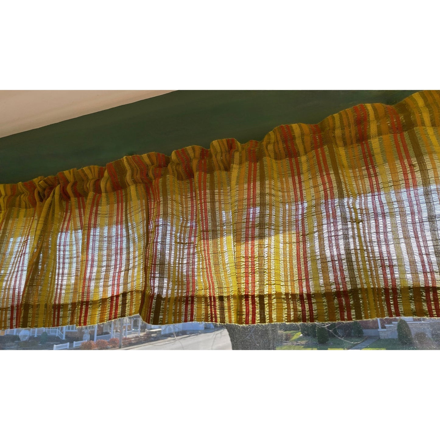 Vintage 60s valance, yellow orange stripes