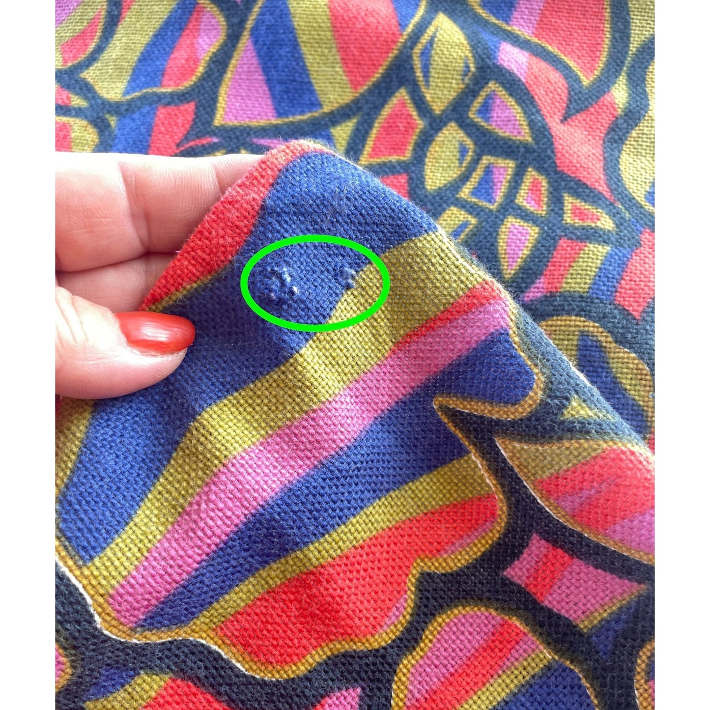 Vintage 70s curtain, multi colored abstract pattern