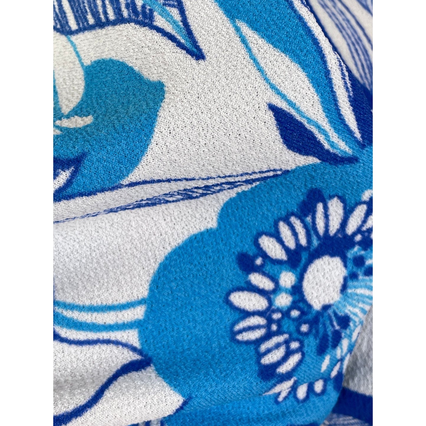 Vintage 1960s maxi dress, large tropical blue flowers