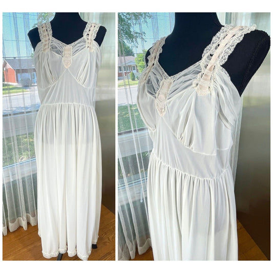 Vintage 1950s night dress, Luxite by Kayser slip on sheer negligee