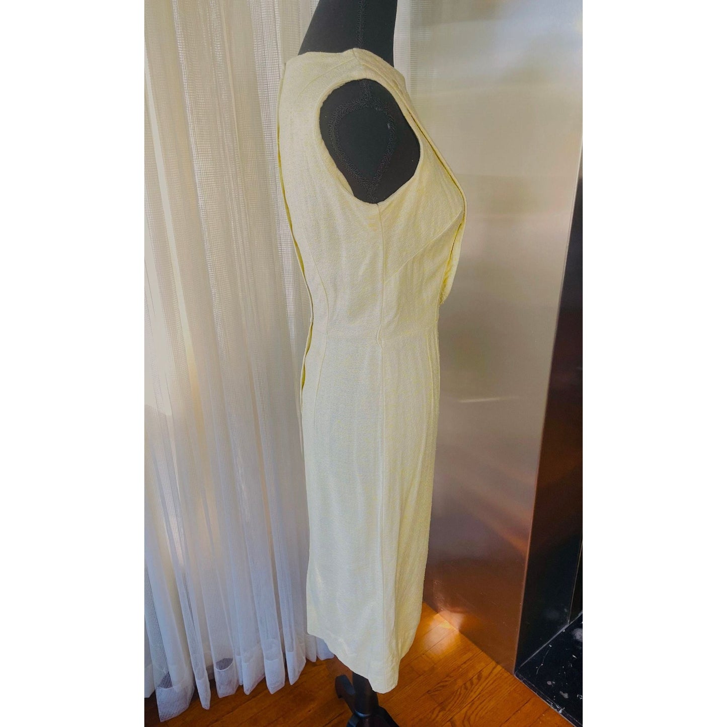 Vintage dress, 1940s buttery yellow, AlJean made in Canada