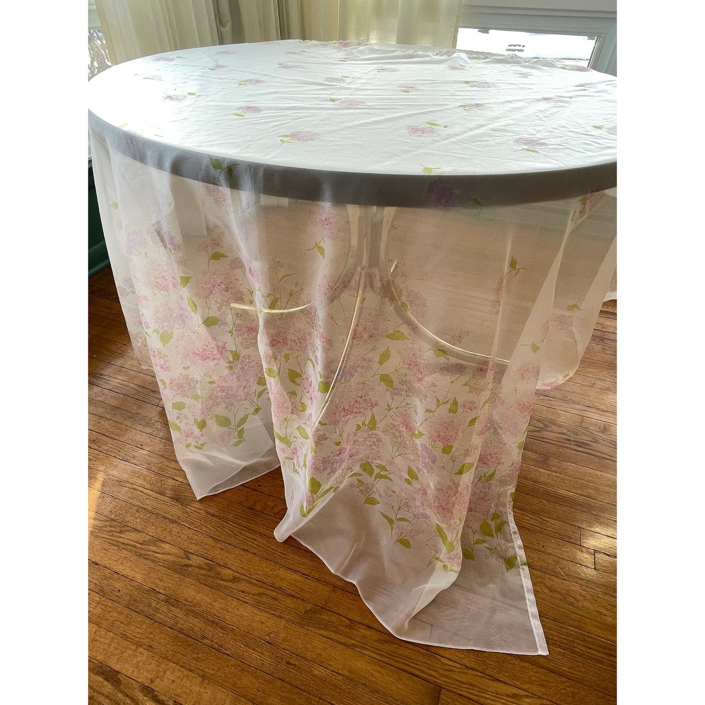 Vintage 80s shower curtain, pink floral