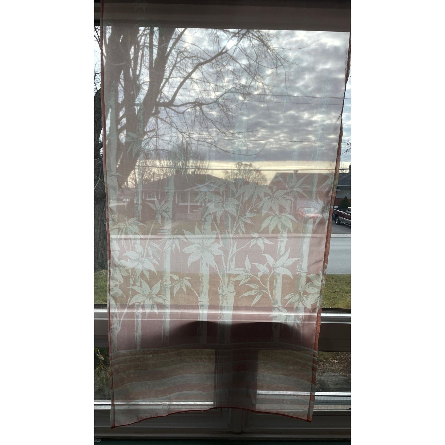 Vintage 80s curtain, bamboo pattern
