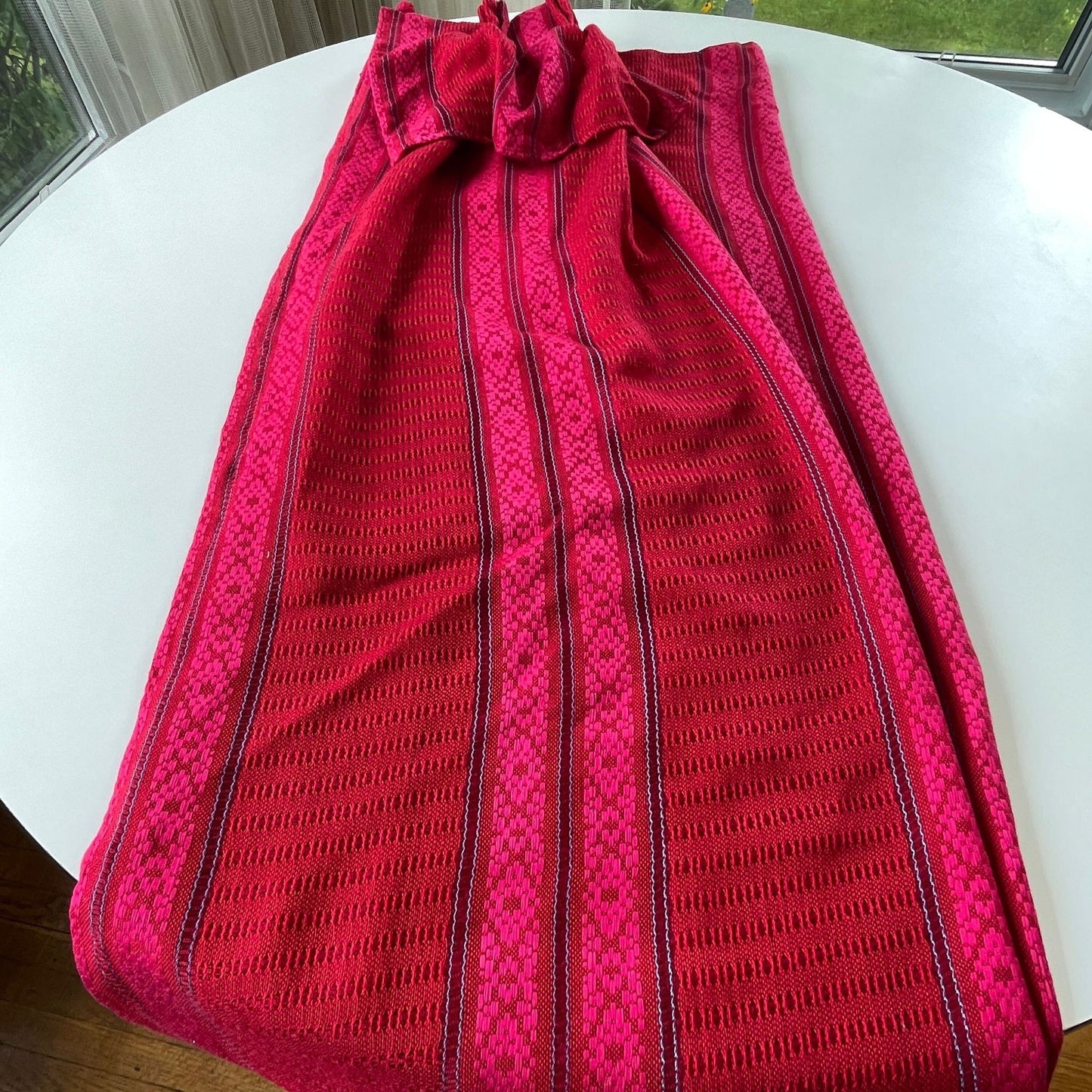 Vintage 70s pleated curtain, red, hot pink