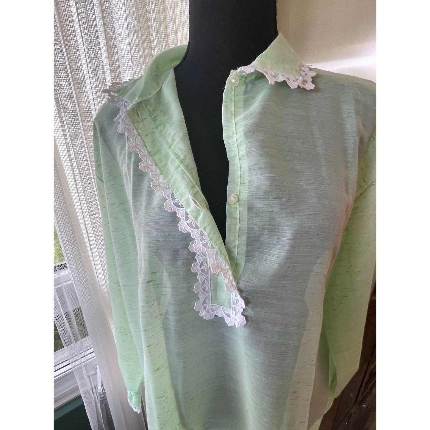 Vintage 1950s peignoir, mint green, Confezioni Maliarda Italy