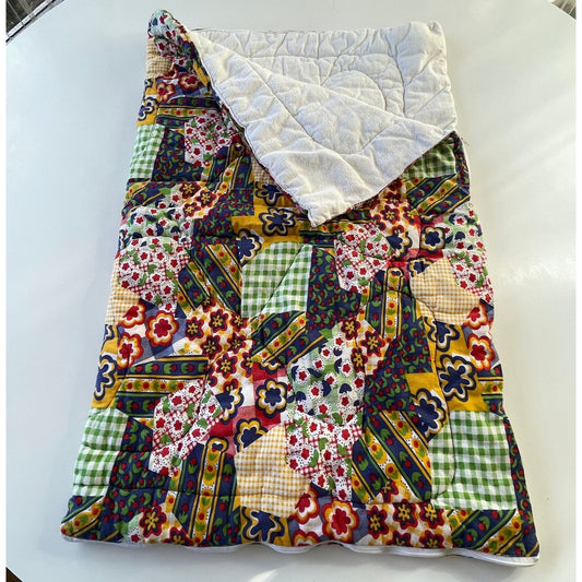 Vintage 70s faux patchwork baby blanket
