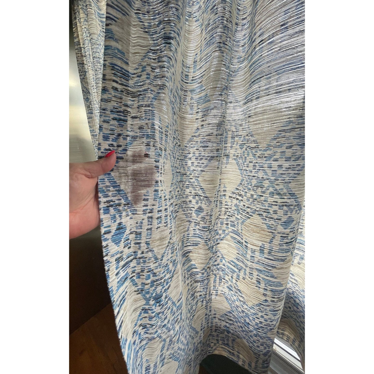 Vintage 70s blue pleated curtains