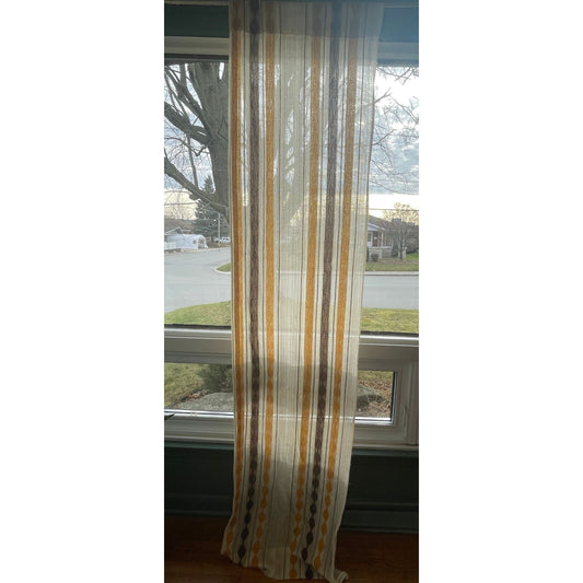 Vintage 70s net woven brown pleated curtain