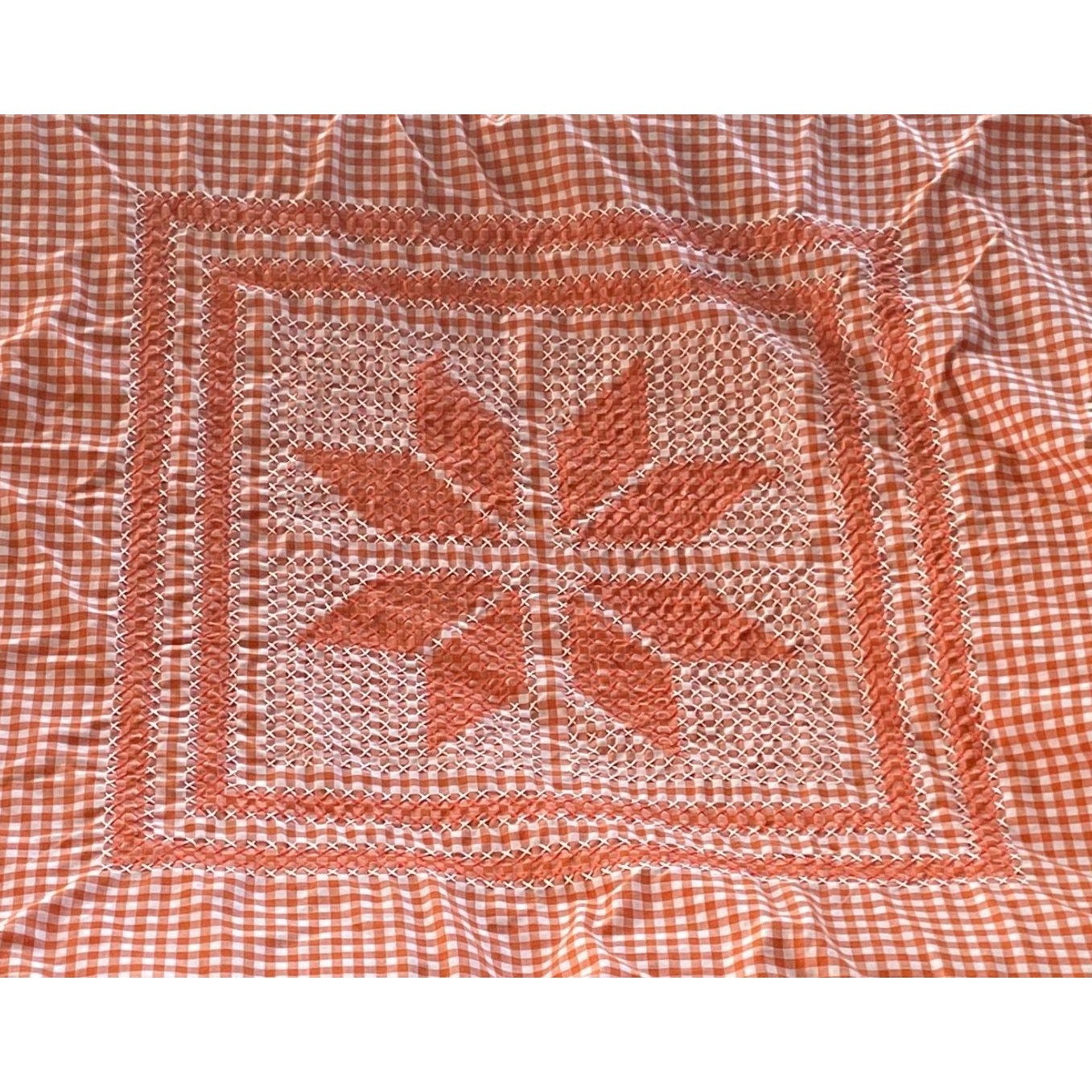 Vintage 80s hand stitched throw blanket