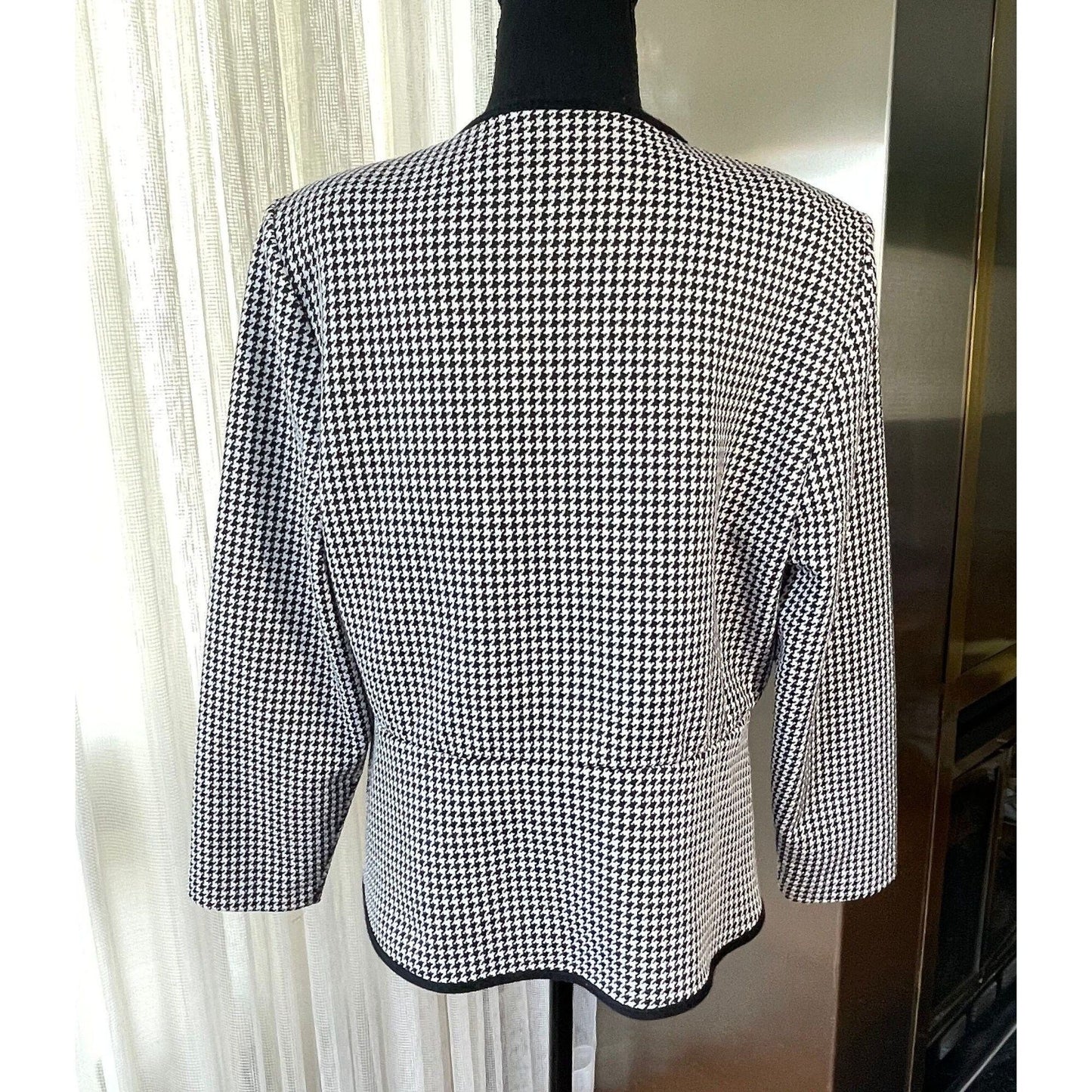 Vintage 80s blazer/ jacket, black and white houndstooth, D'Allaird's