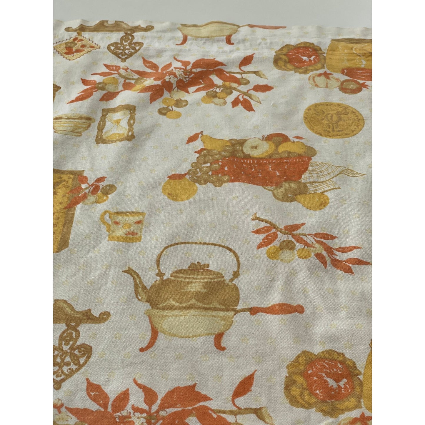 Vintage 70s curtain, orange kitchen appliances