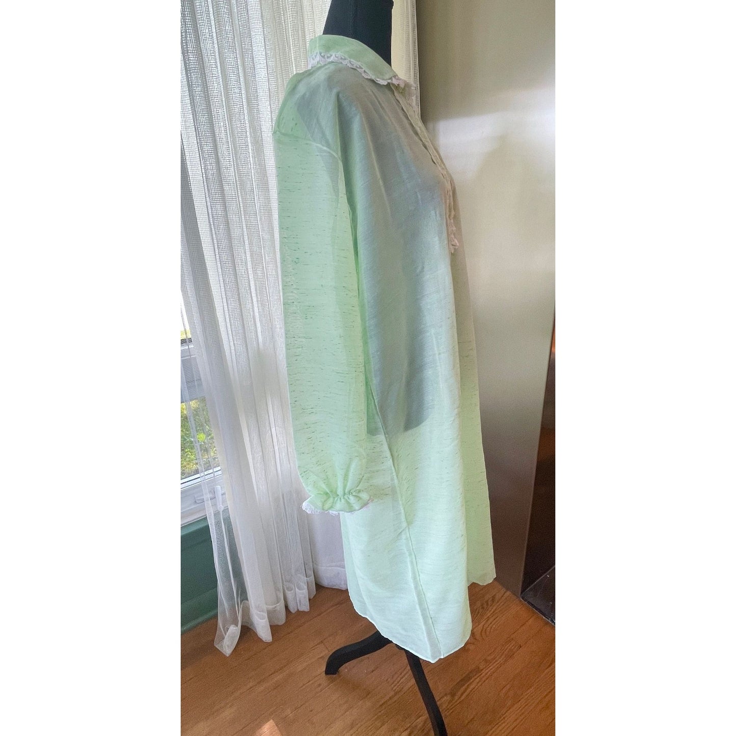 Vintage 1950s peignoir, mint green, Confezioni Maliarda Italy
