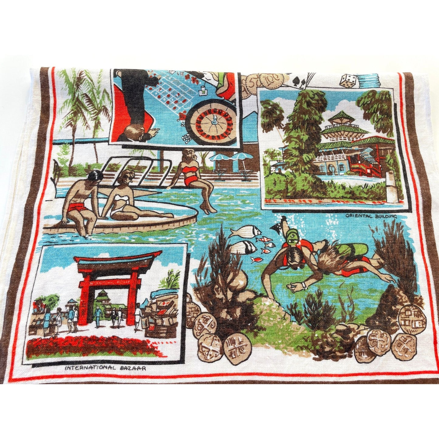Vintage 60s Freeport Bahamas tea towel
