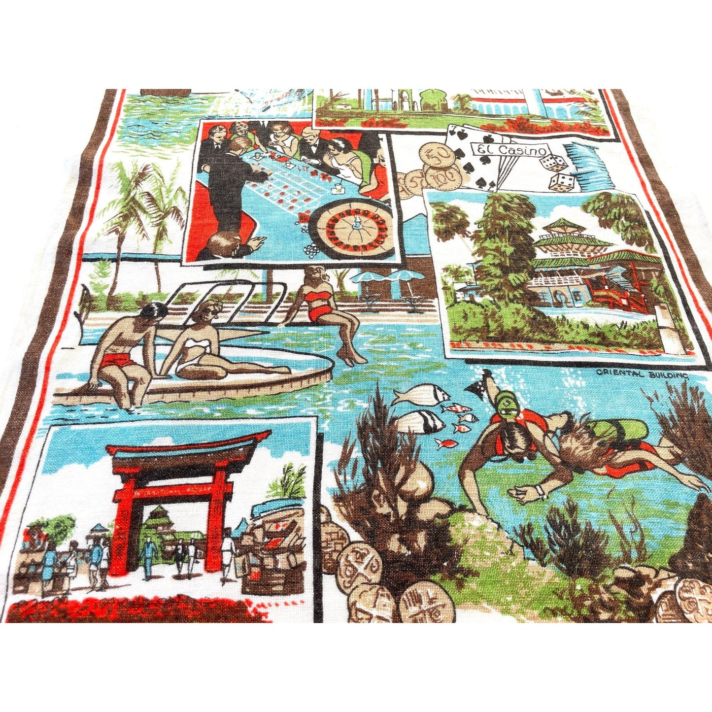 Vintage 60s Freeport Bahamas tea towel