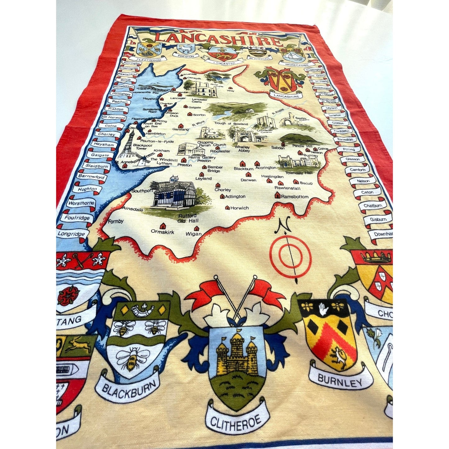 Vintage Lancashire tea towel, Vista