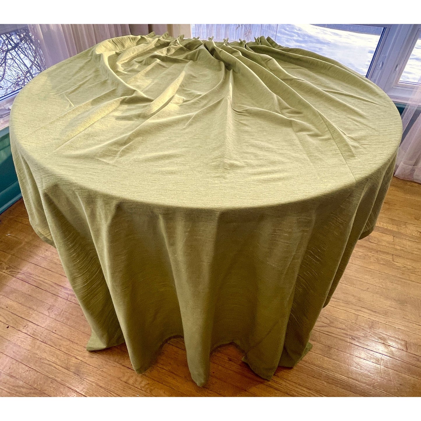 Vintage 70s green pleated curtain