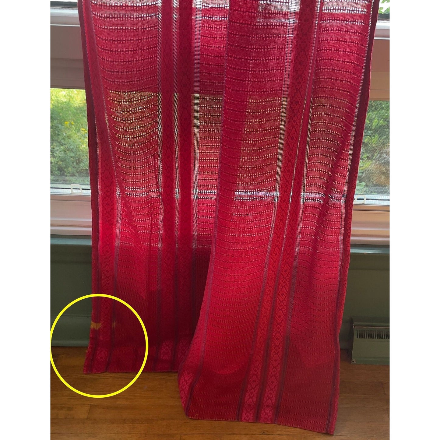 Vintage 70s pleated curtain, red, hot pink