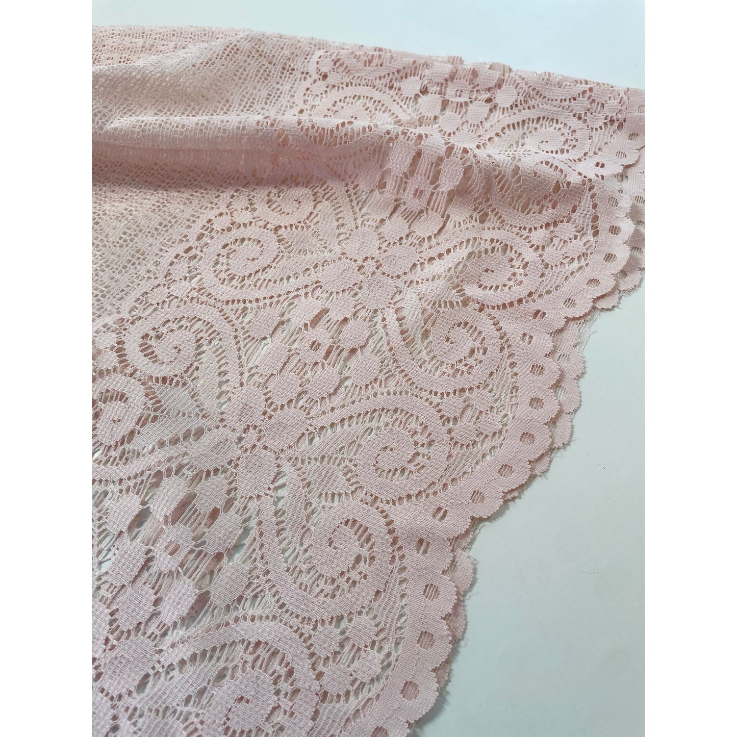 Vintage curtain, pink machine made lace sheer panel