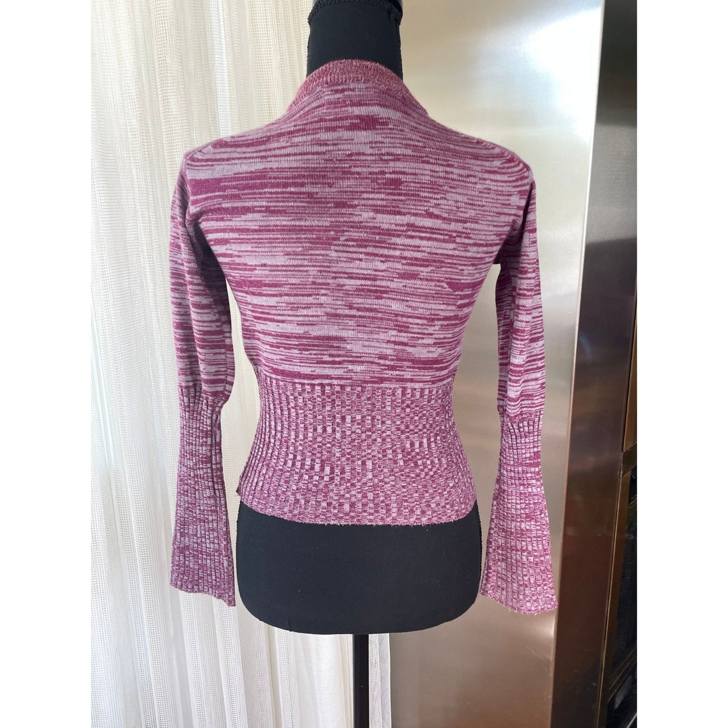 Vintage 1970s burgundy grey knitted top, Sears