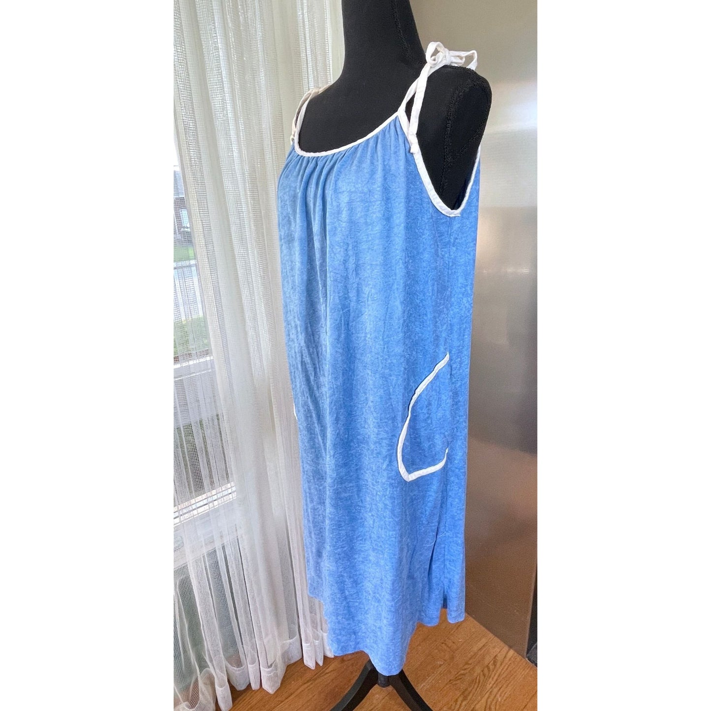 Vintage 80s robe, blue terrycloth, Sears