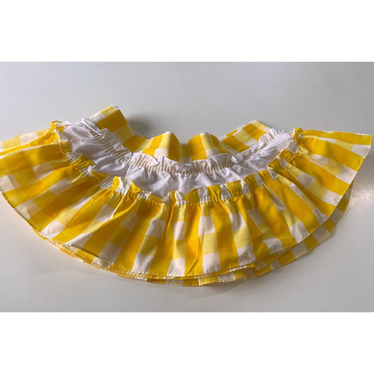 Vintage 70s valance curtain, yellow checkered