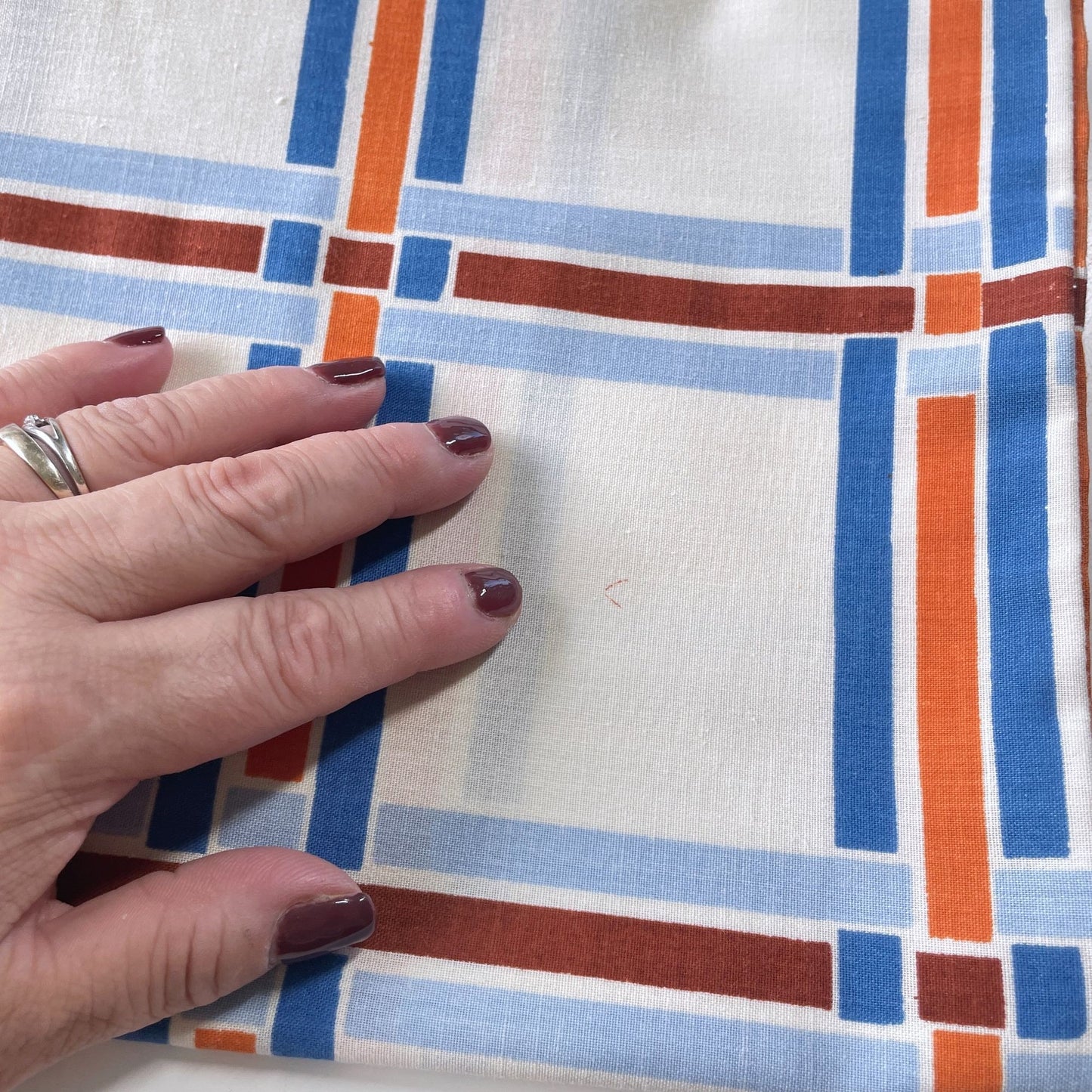 Vintage 70s pillowcases, plaid geometric pattern, TruPrest