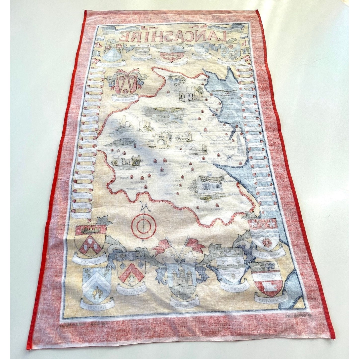 Vintage Lancashire tea towel, Vista