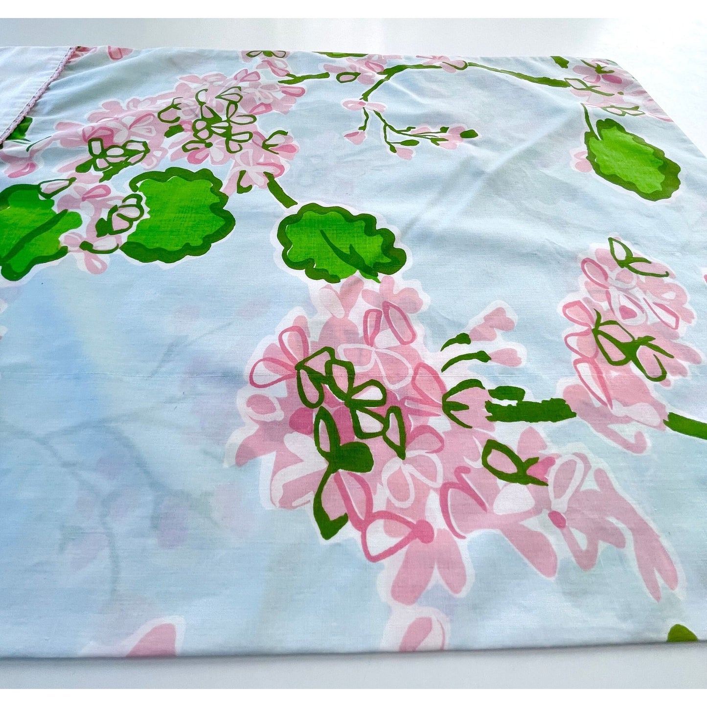 Vintage 70s pillowcase, pink floral with greenery, Springmaid Bill Blass