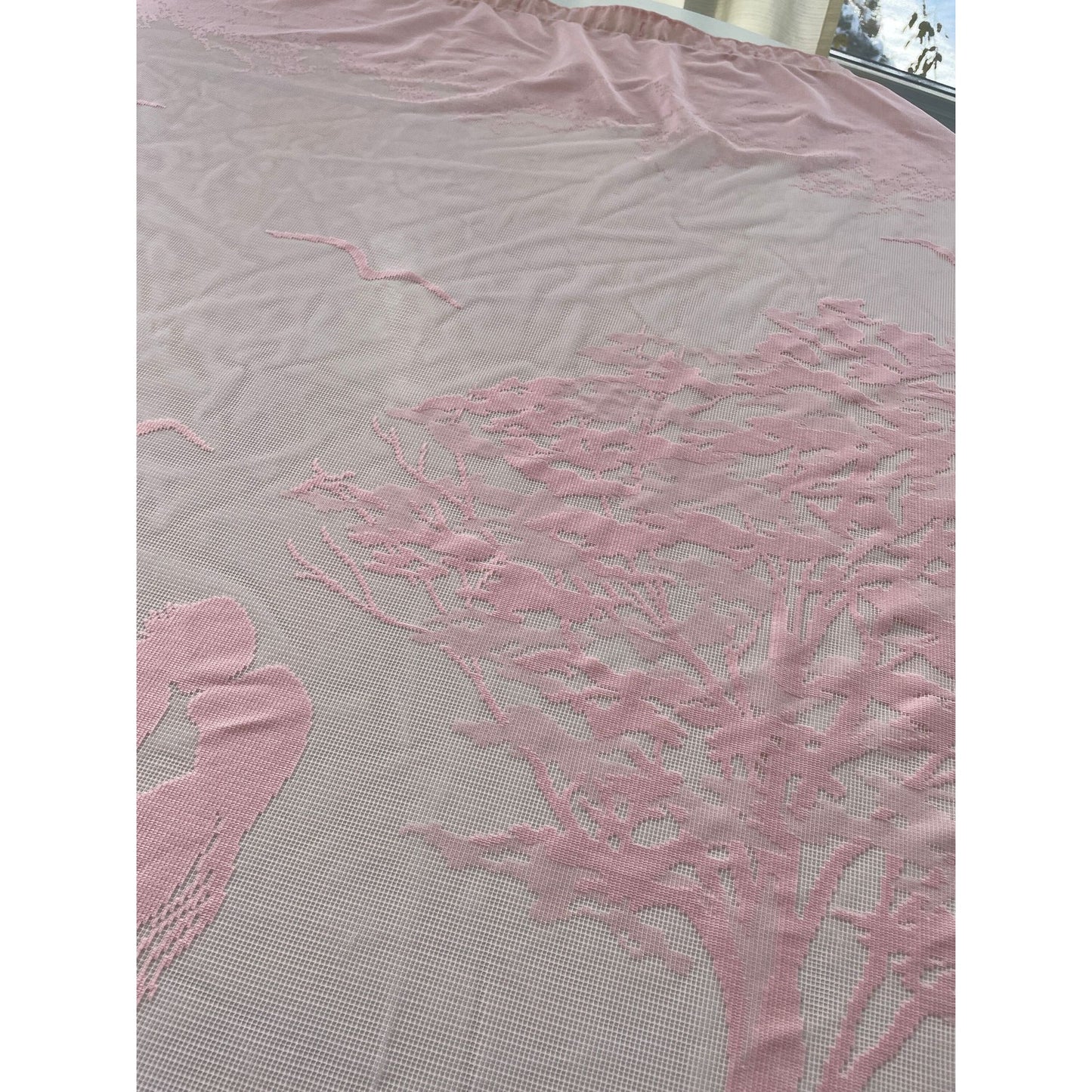 Vintage 80s shower curtain, pink lover silhouette