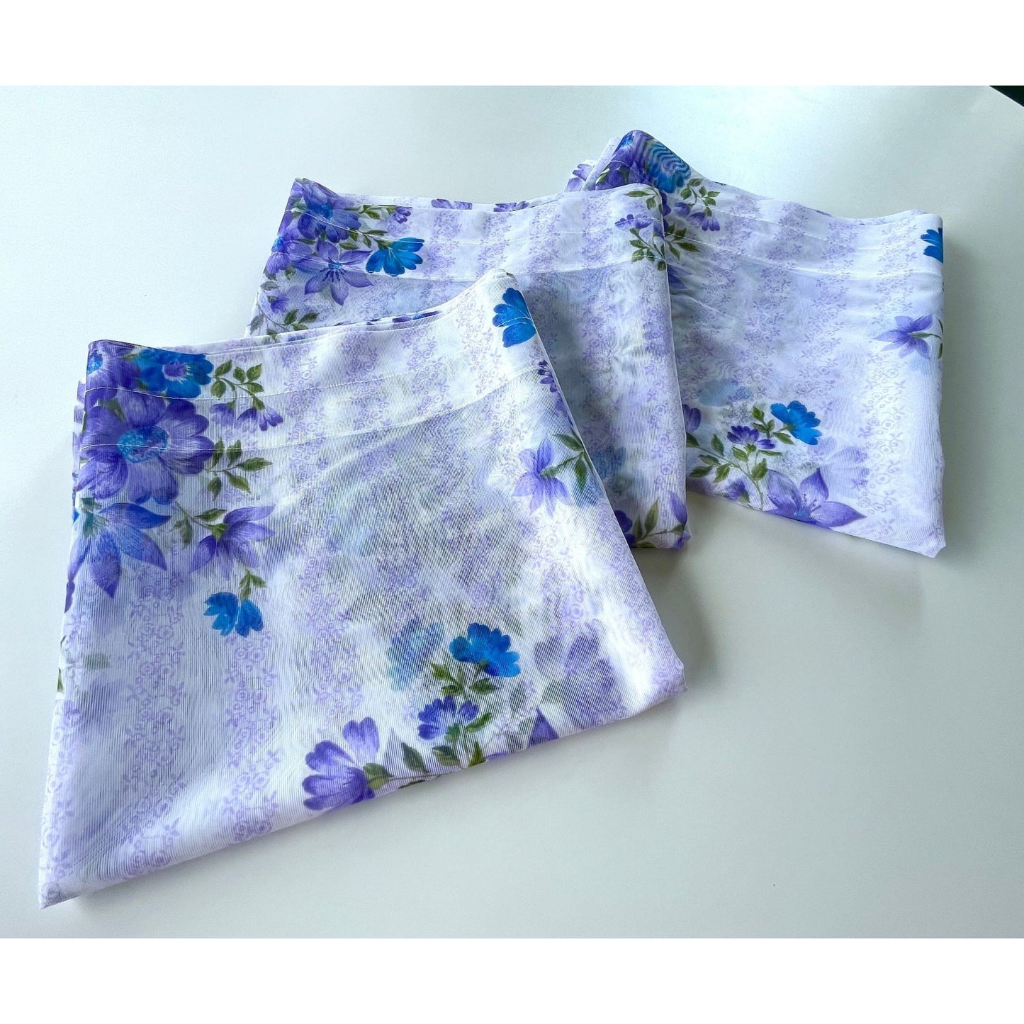 Vintage 60s sheer blue purple floral curtain