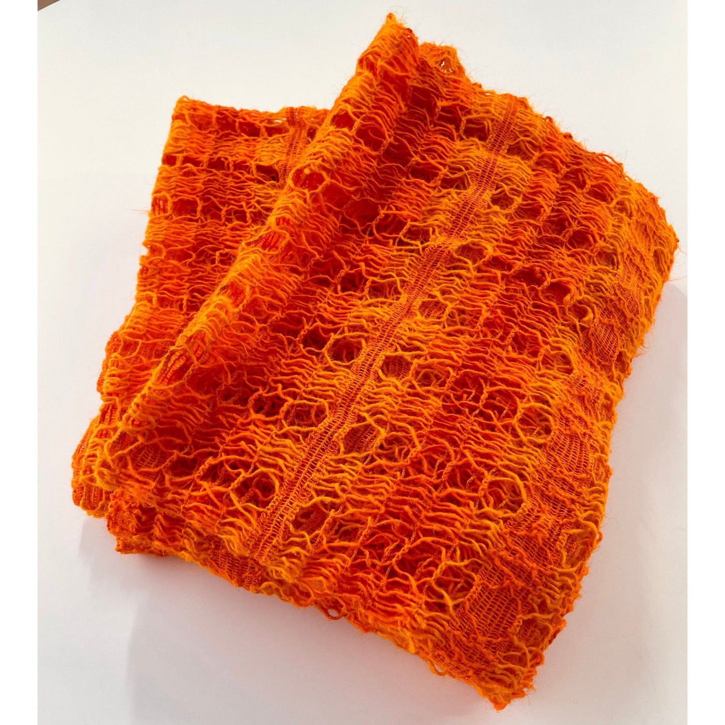 Vintage 70s net woven orange curtains