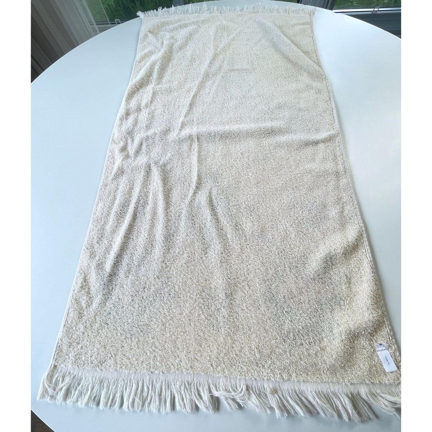 Vintage 70s bath towel, orange, brown and green flowers