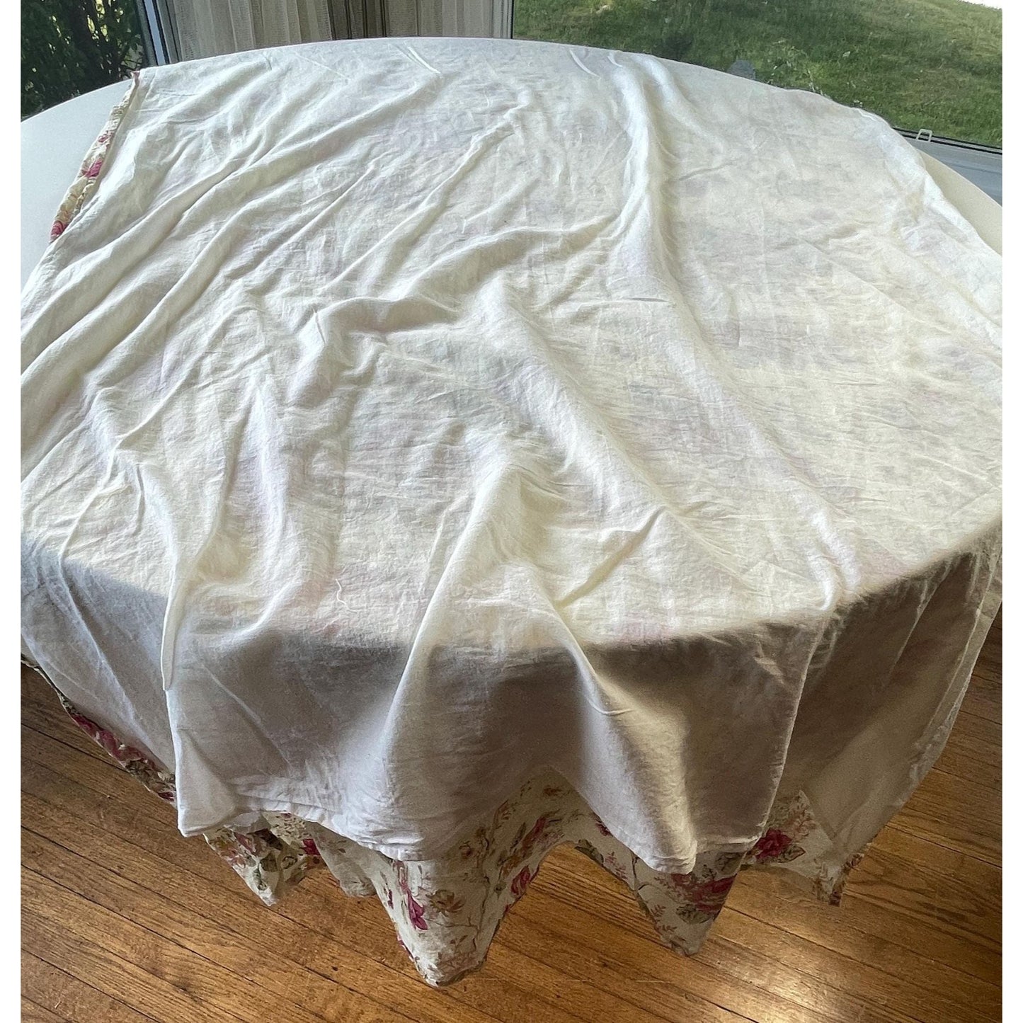 Vintage 90s curtain, beige with pink roses, lined panel