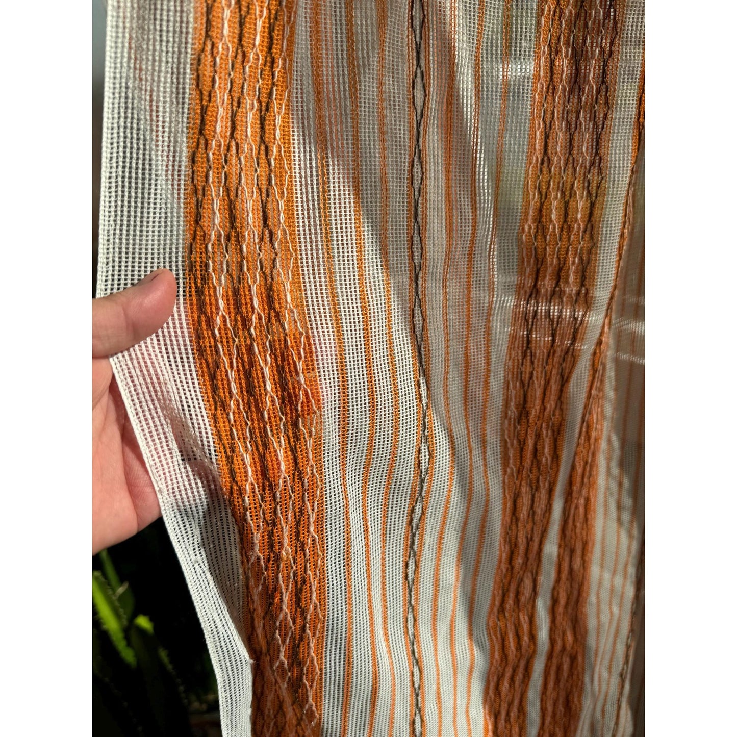 Vintage 70s curtain, orange brown, woven panel