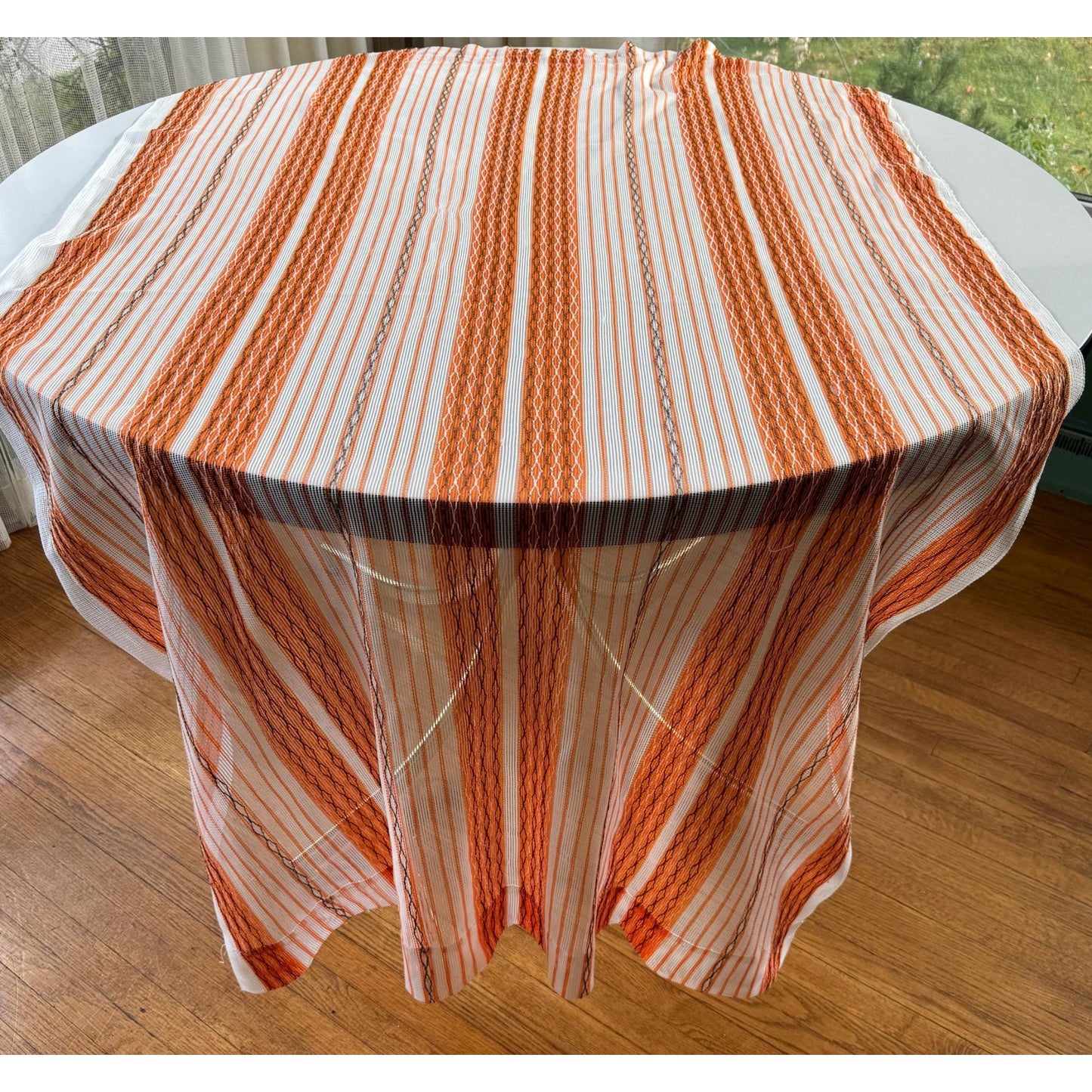 Vintage 70s curtain, orange brown, woven panel
