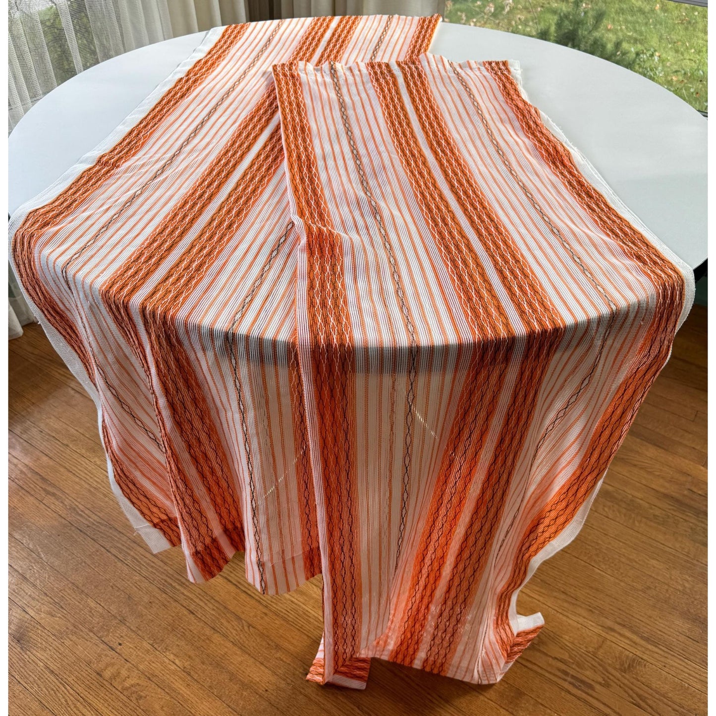 Vintage 70s curtain, orange brown, woven panel