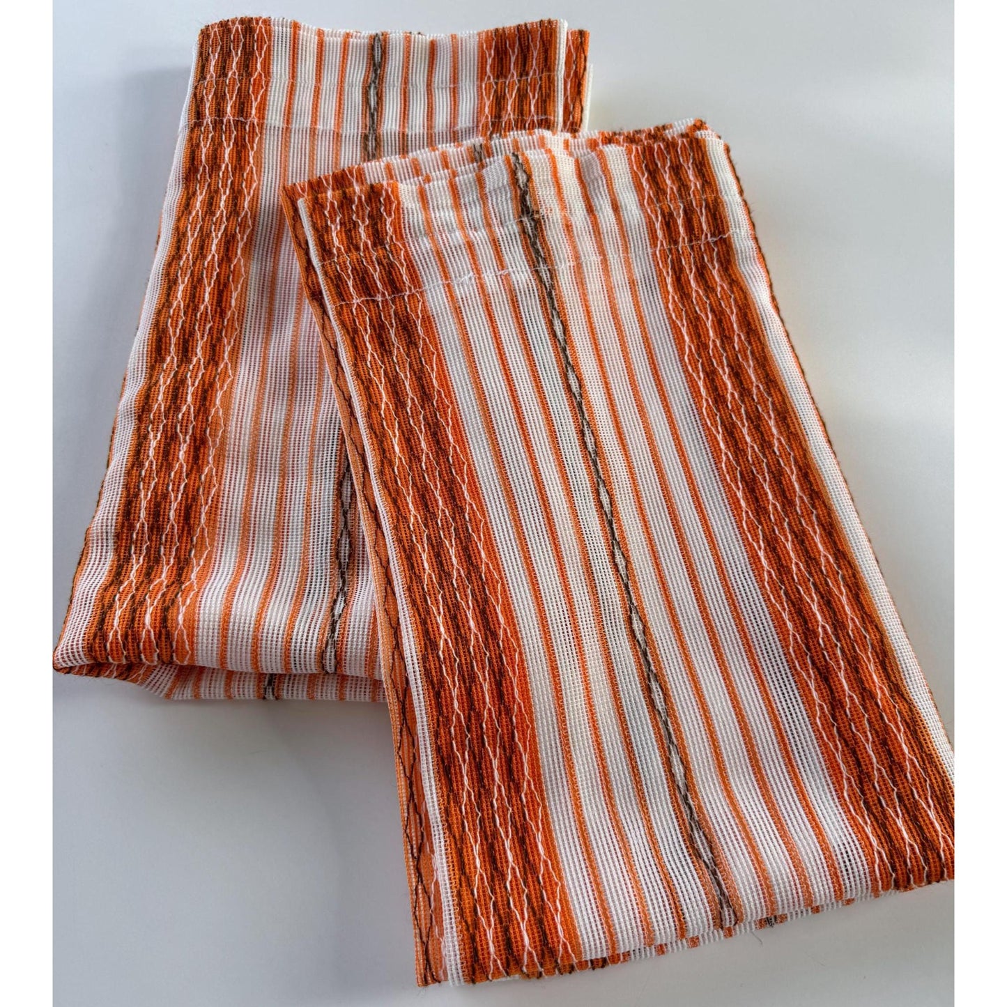 Vintage 70s curtain, orange brown, woven panel