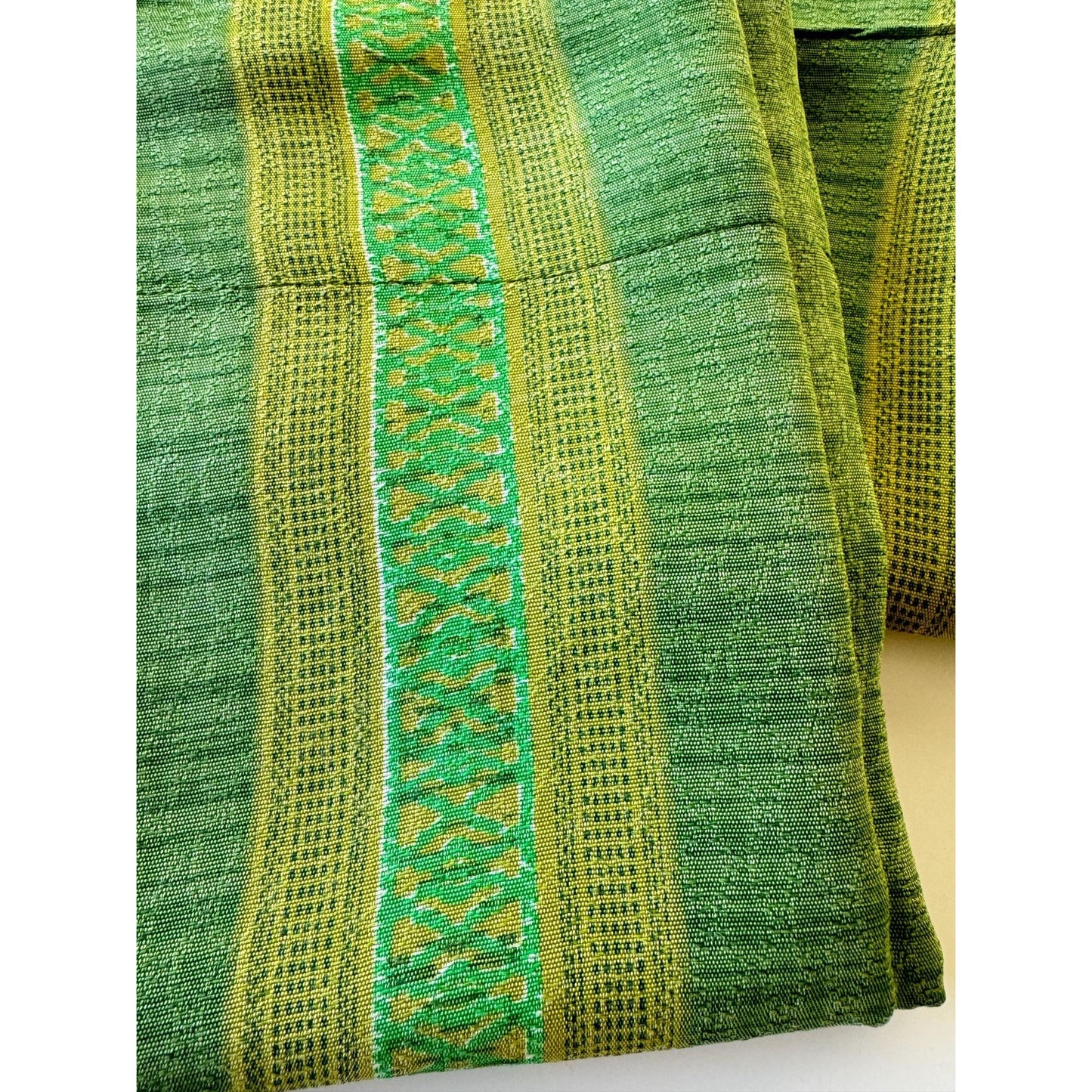 Vintage 70s curtain, striped avocado and lime green panel