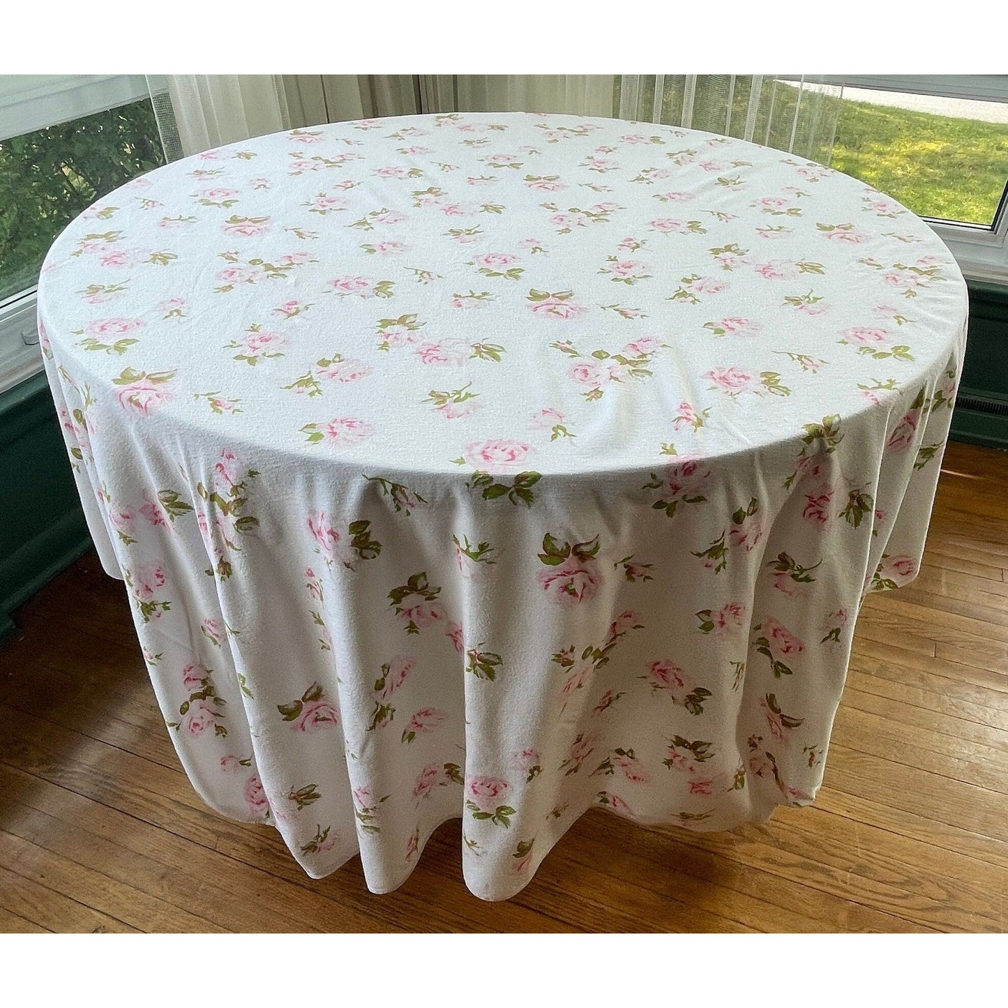 Vintage 60s flannel bedsheets set, pink roses, full size, top and bottom sheets, TexMade