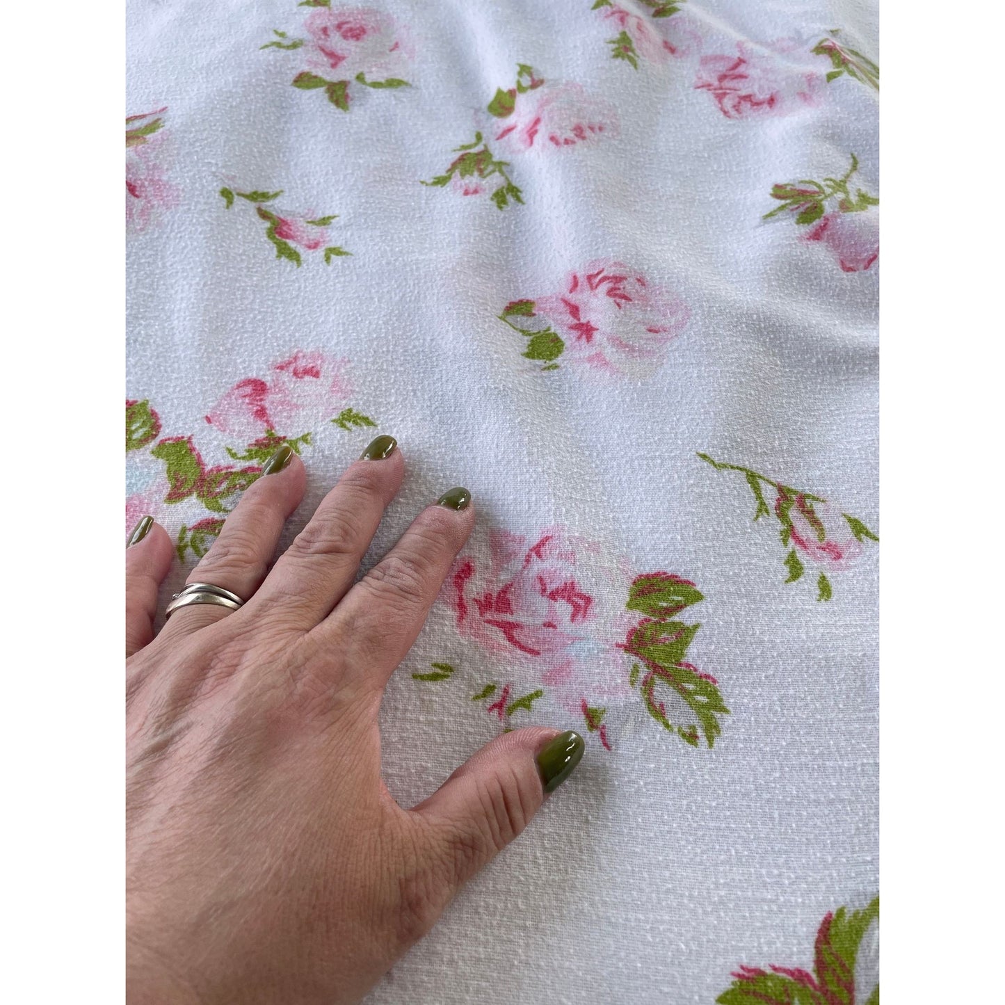 Vintage 60s flannel bedsheets set, pink roses, full size, top and bottom sheets, TexMade