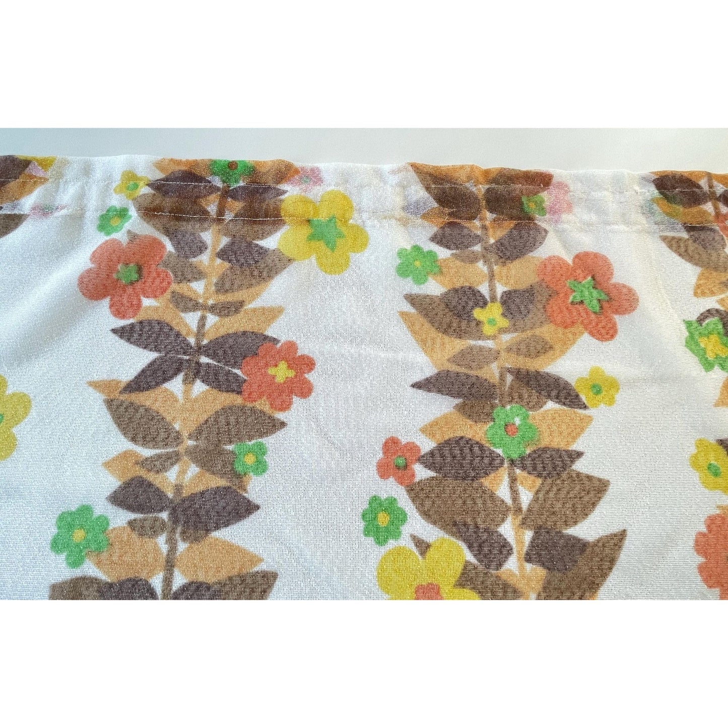 Vintage 60s curtain, orange yellow brown flower panel