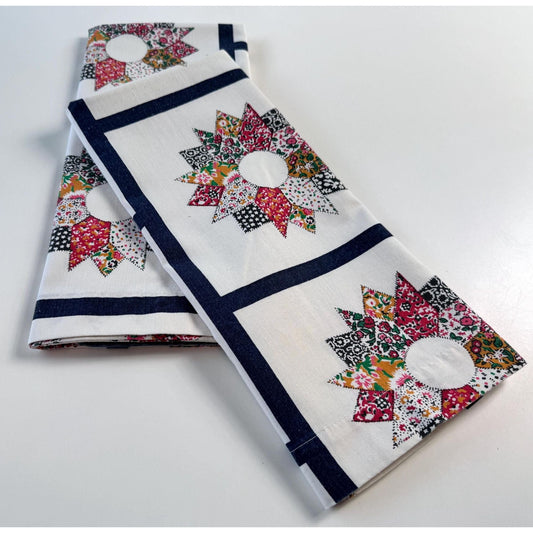 Vintage 70s pillowcases, faux patchwork stars, farmhouse