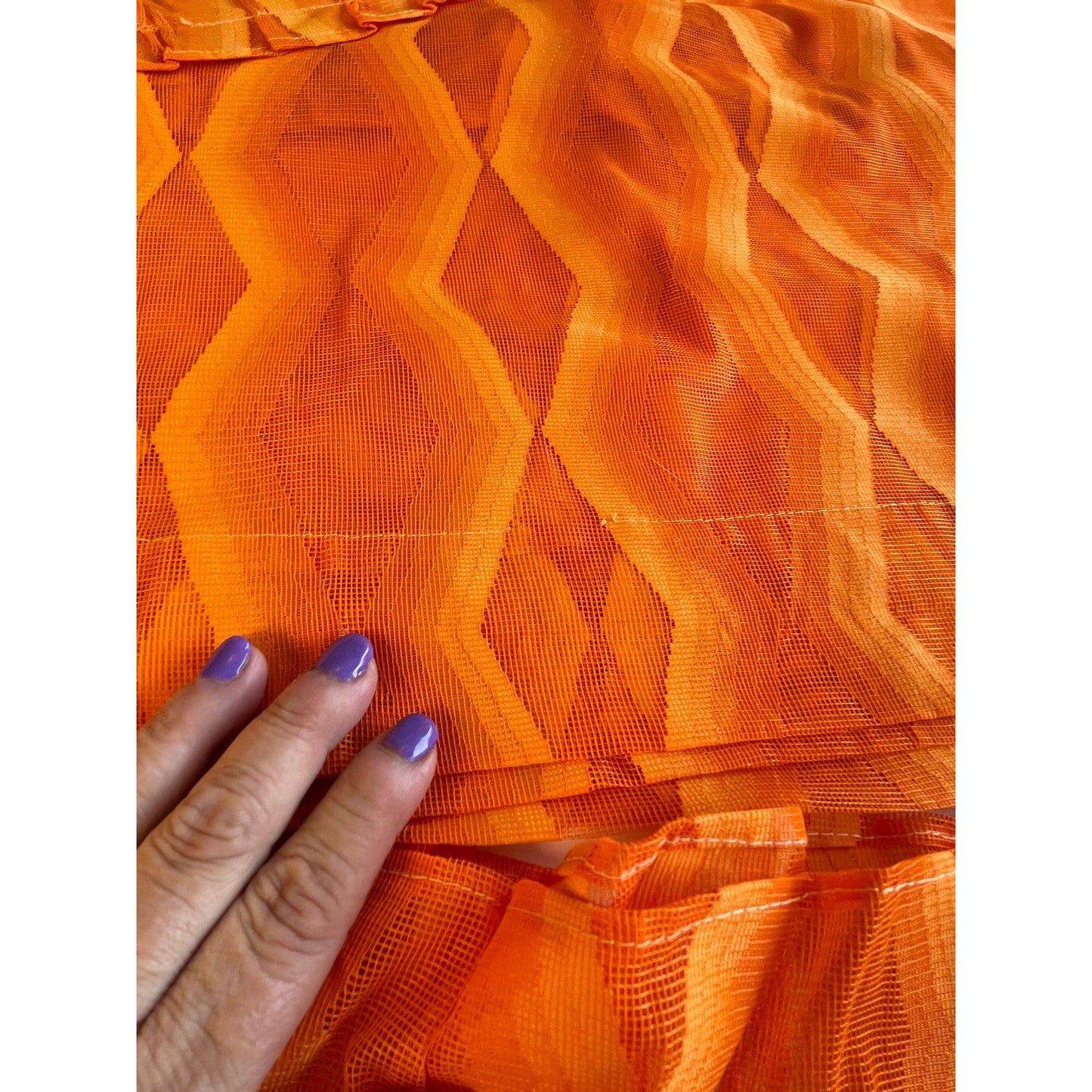 Vintage 70s curtain, bright orange swag valance