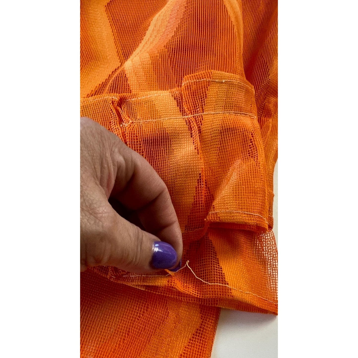 Vintage 70s curtain, bright orange swag valance
