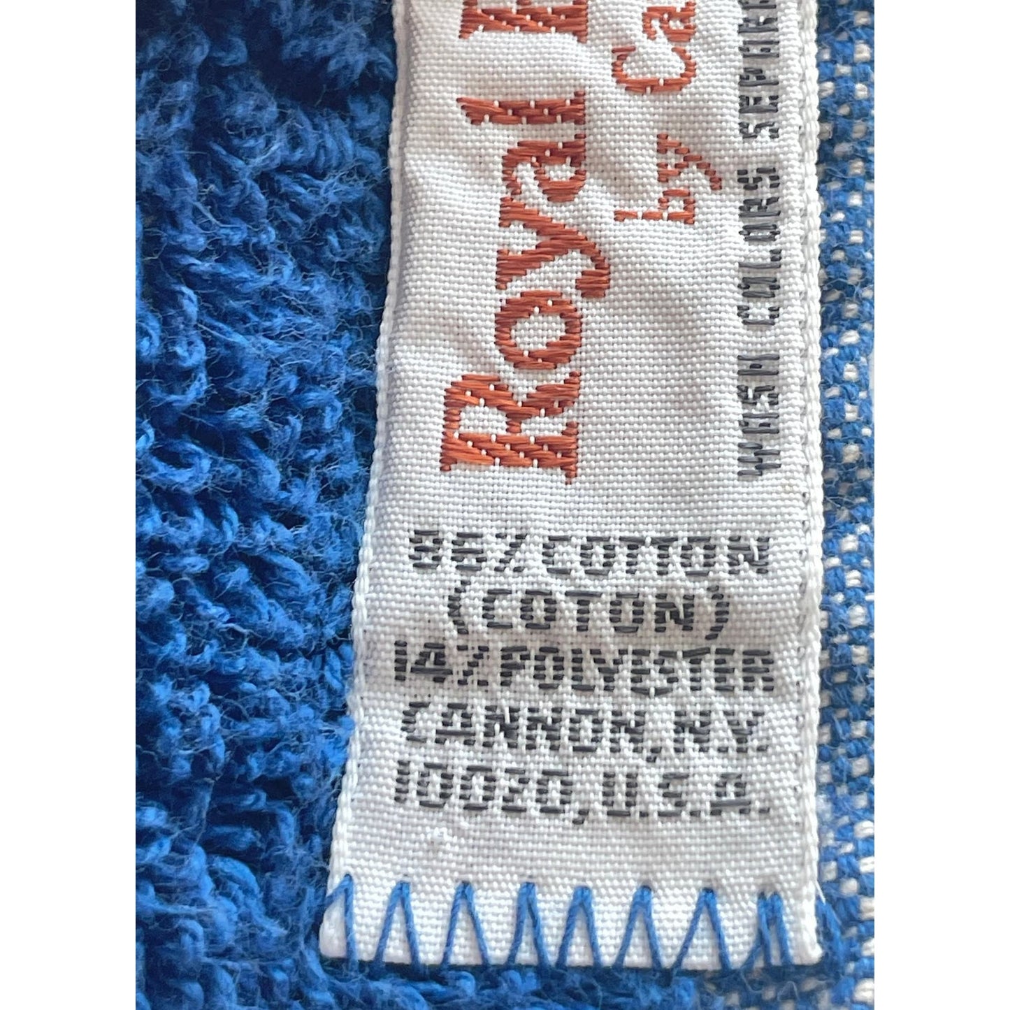 Vintage 80s hand towel, blue green tan stripes, Royal Family by Cannon